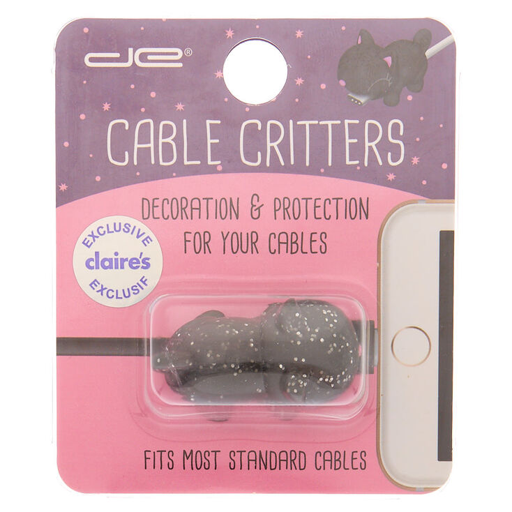 Glitter Cat Cable Critter - Black,