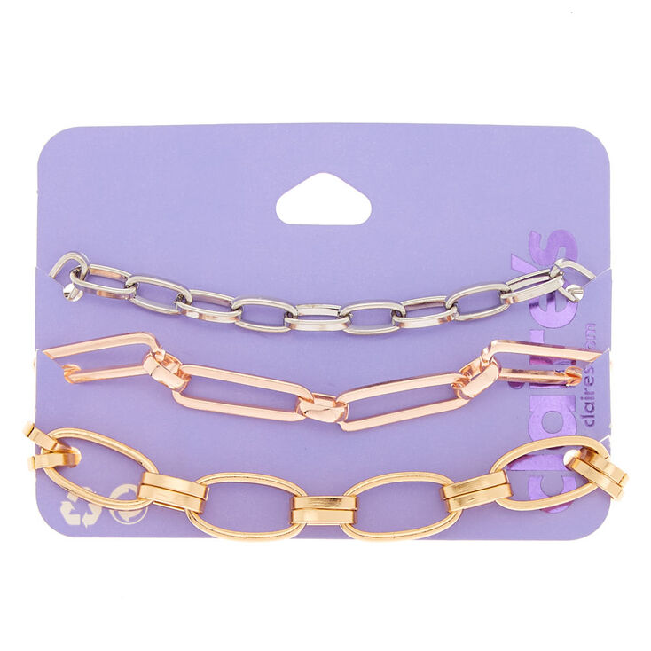 Claire's Lot de 3 bracelets à chaîne en métaux mixtes