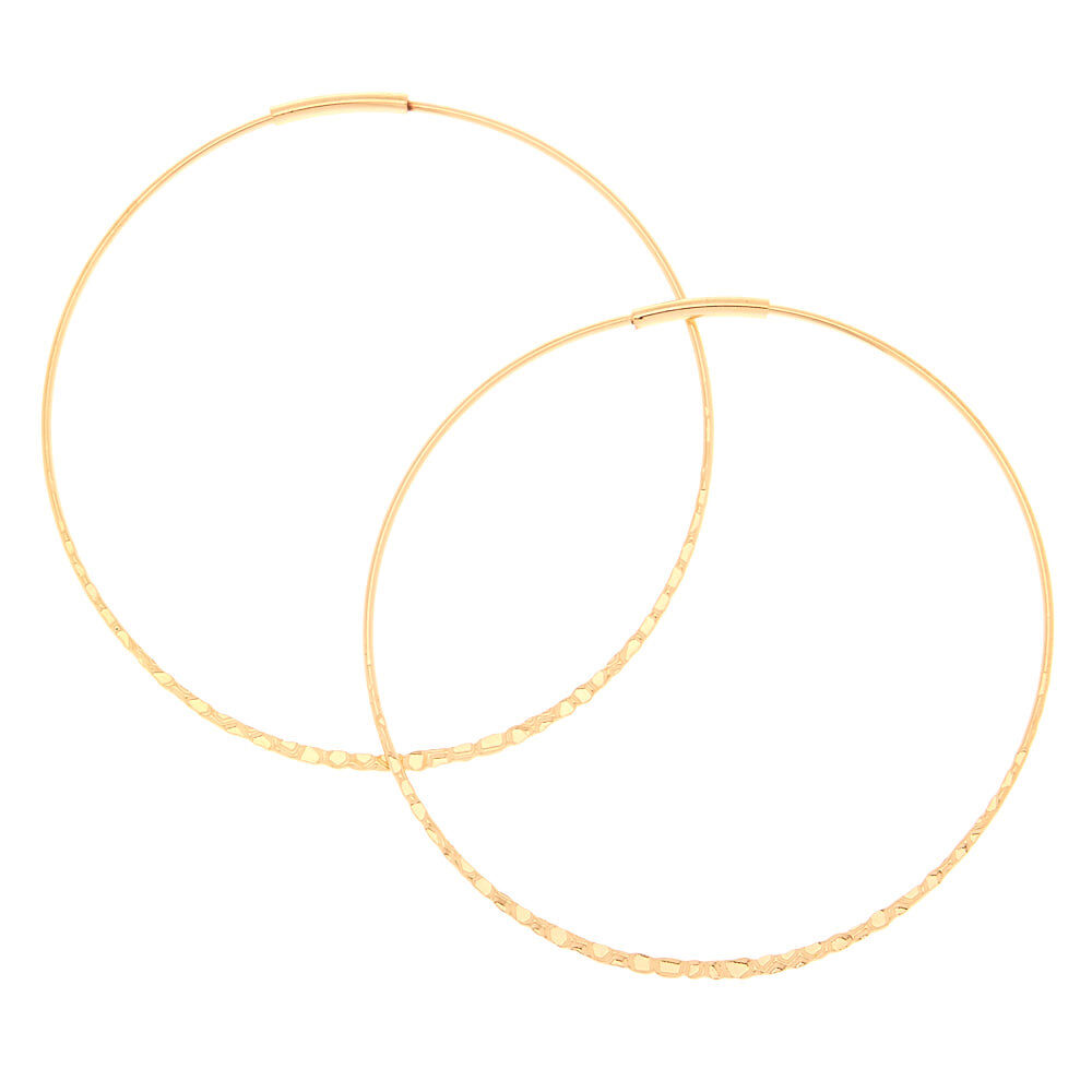 Gold 60MM Hammered Hoop Earrings,