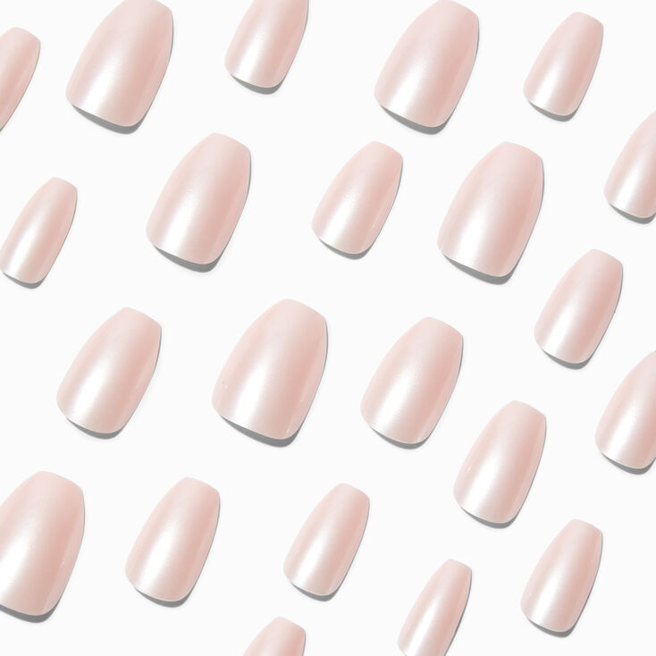 Light Pink Frosted Coffin Vegan Faux Nail Set - 24 Pack