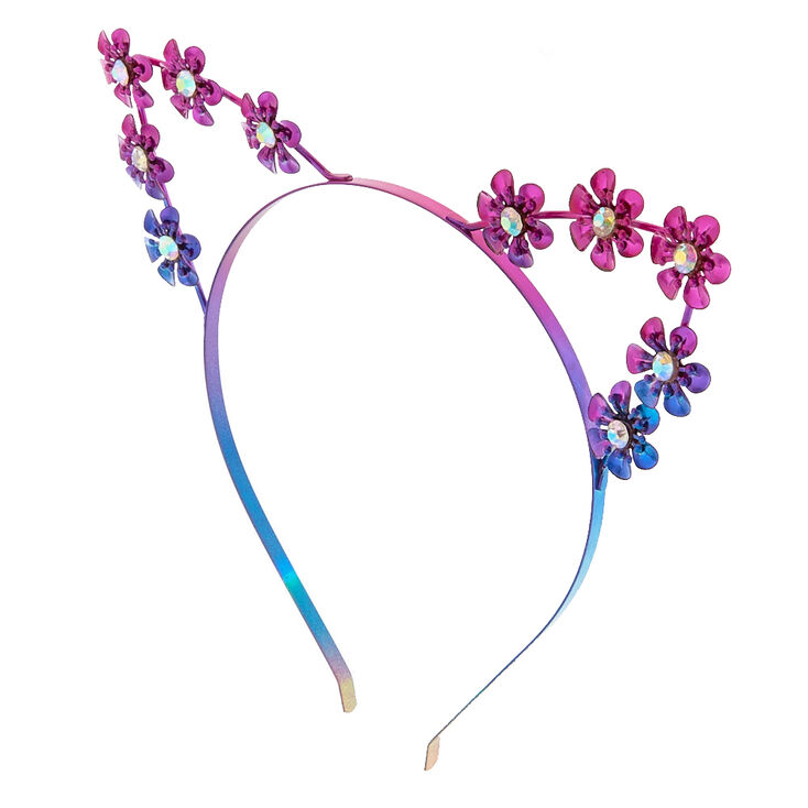 Anodized Metal Flower Cat Ears Headband Claire S Us