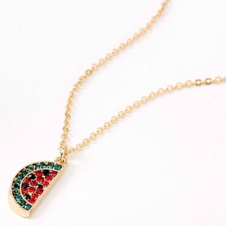 Gold Embellished Watermelon Pendant Necklace,