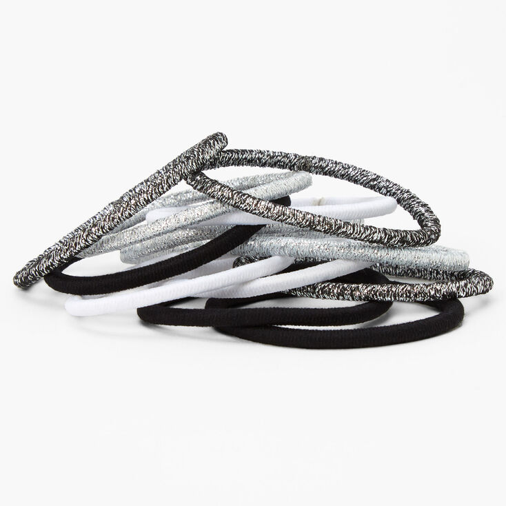 Black &amp; Grey Lurex Hair Ties - 12 Pack,