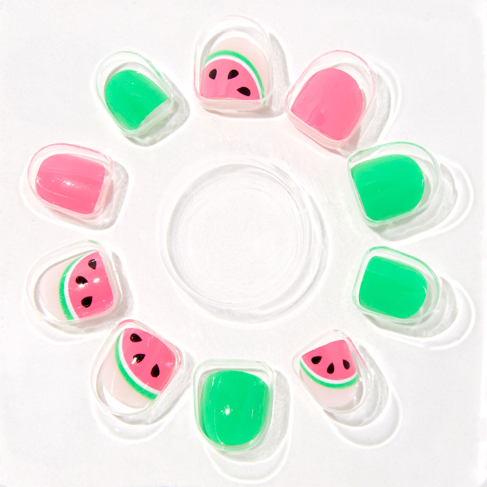View Claires Club Watermelon Square Vegan Press On Faux Nail Set 10 Pack information