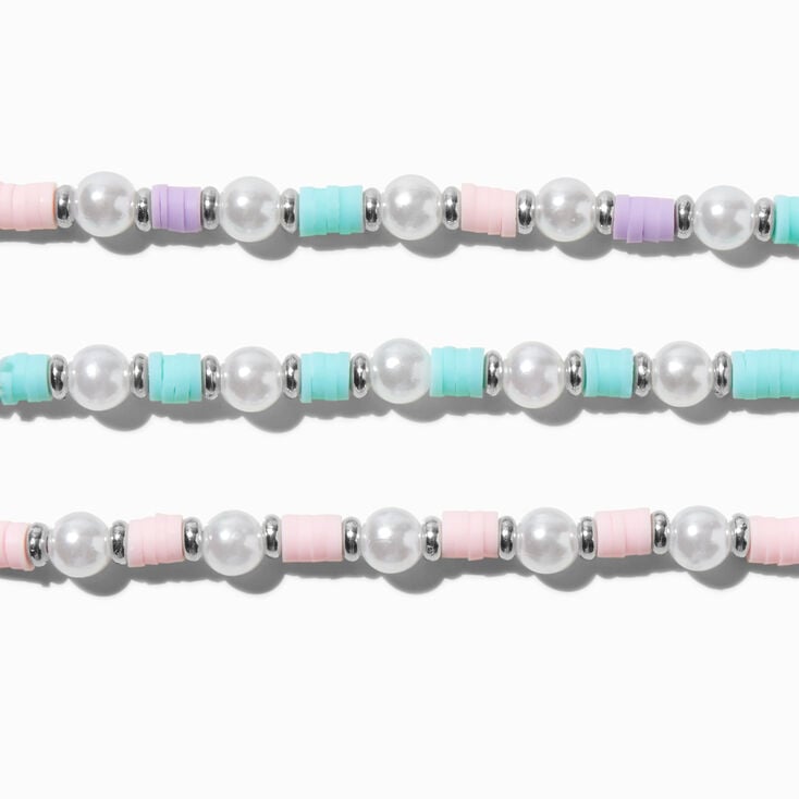 Bracelets &eacute;lastiques perl&eacute;s disque pastel perle d&#39;imitation Claire&#39;s&nbsp;Club - Lot de 3,