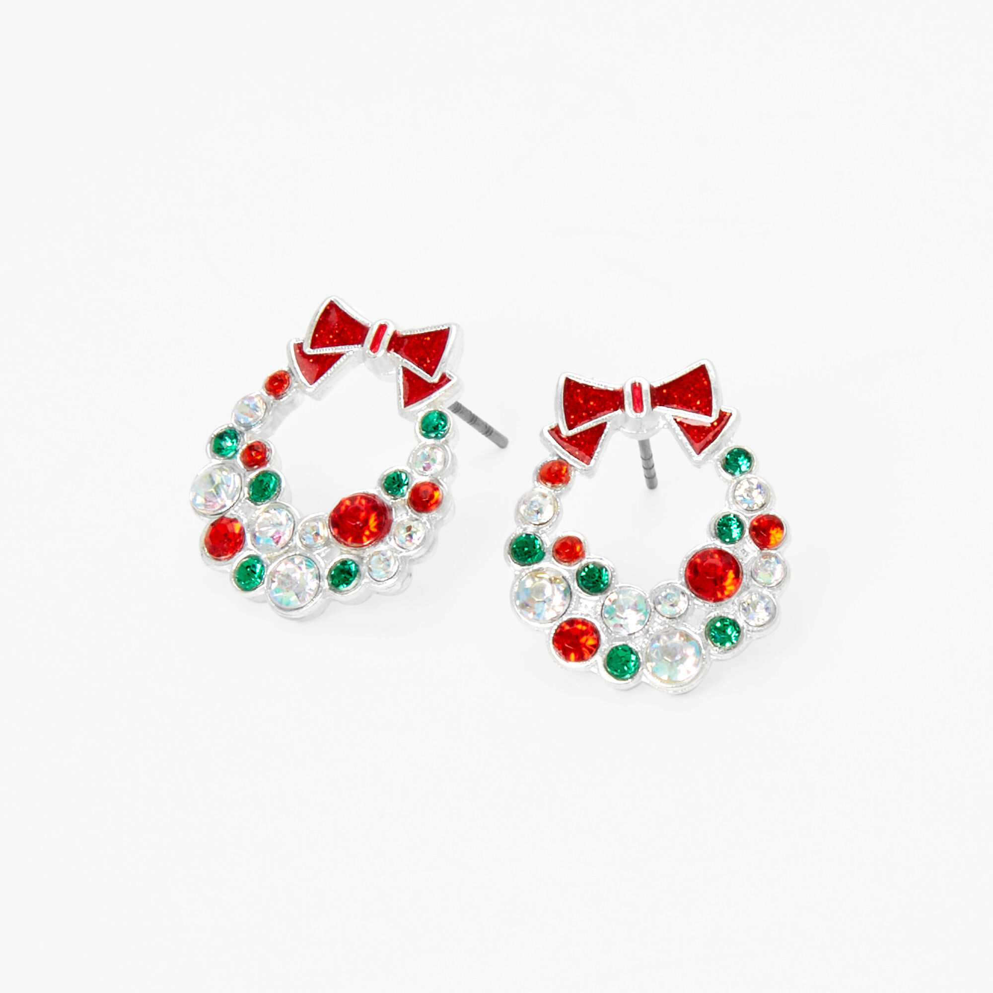 Crystal Wreath Christmas Stud Earrings Claire s