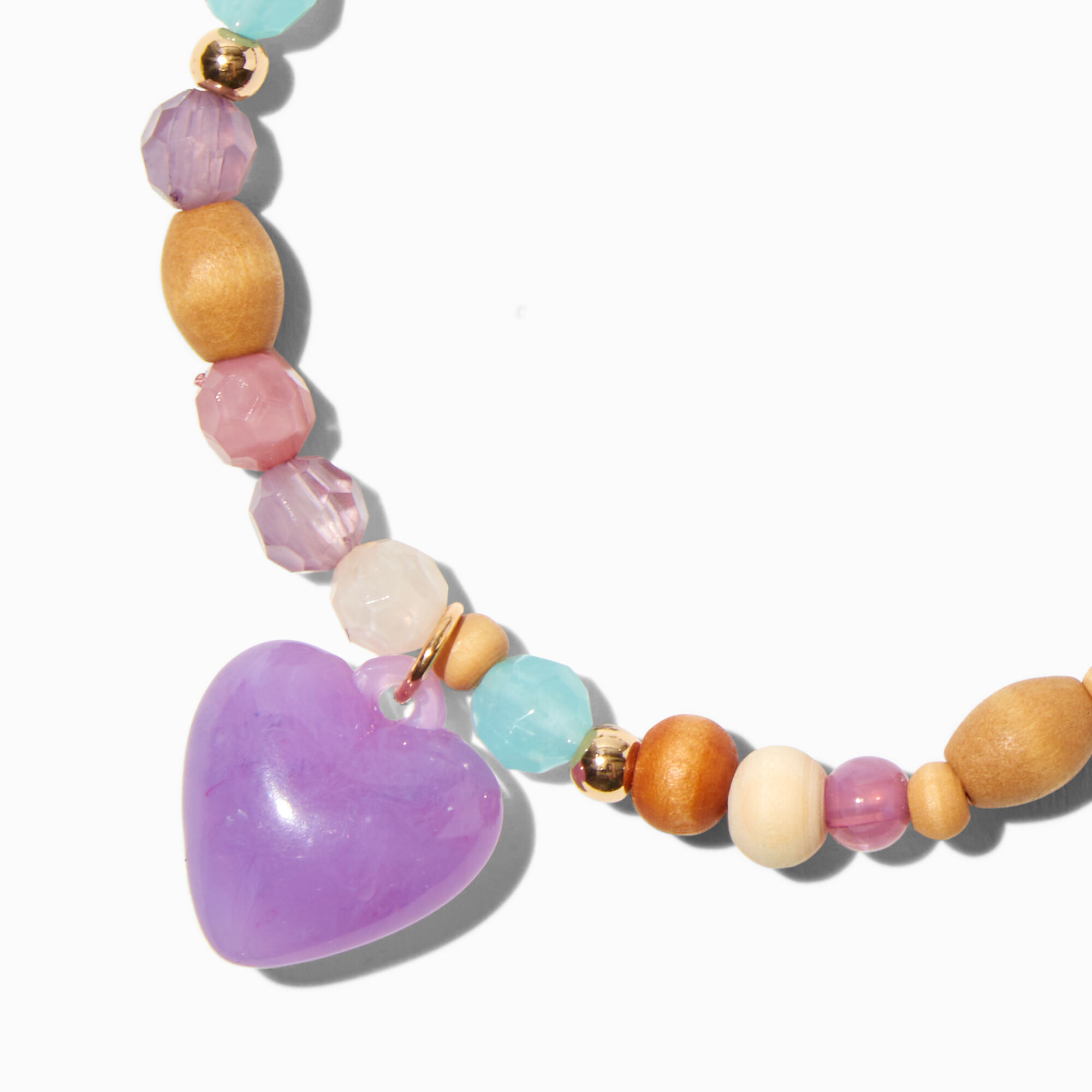 Purple Heart Beaded Stretch Bracelet,