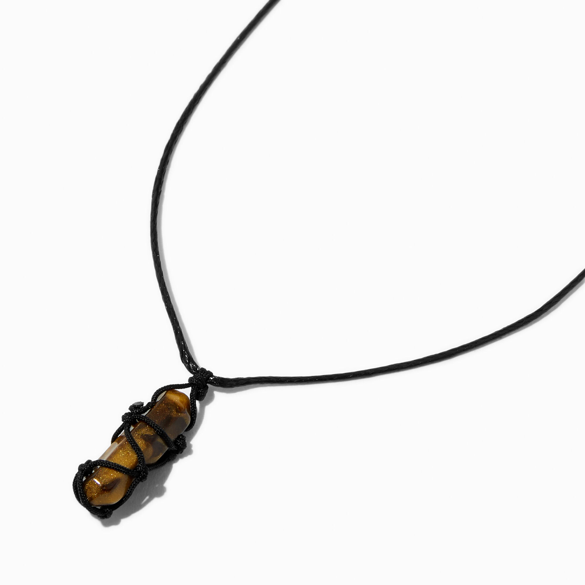 Black string necklace with stone sale