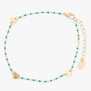 Turquoise Gold Heart Chain Anklet,
