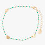 Turquoise Gold-tone Heart Chain Anklet,