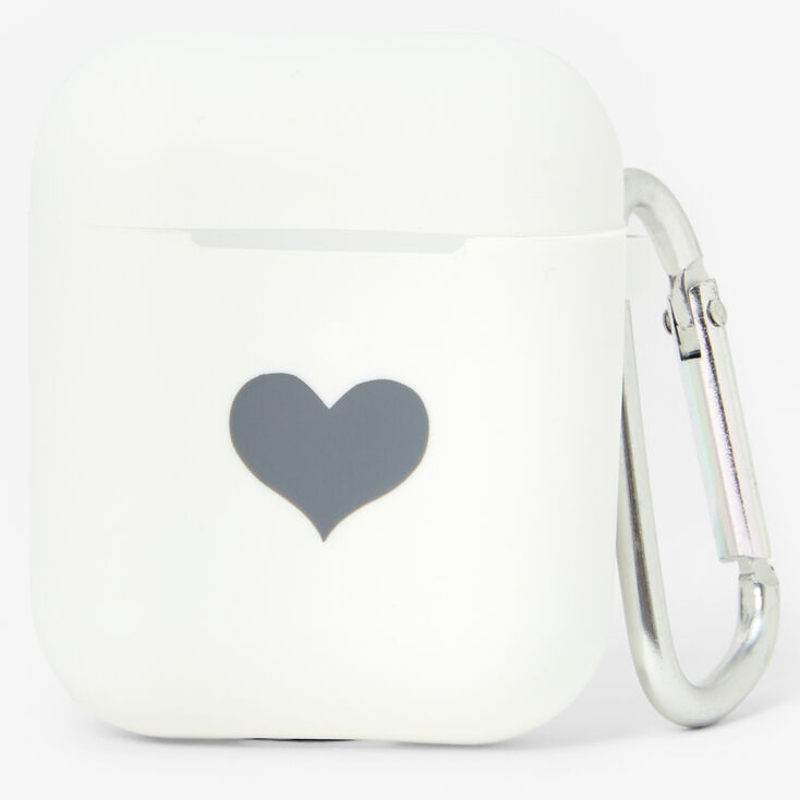 White Heart Silicone Earbud Case Cover - Compatible With Apple AirPods&reg;,