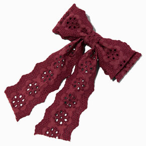 Claire&#39;s Club Maroon Crochet Hair Bow Clip,