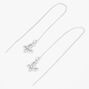 Silver 3&quot; Embellished Butterfly Threader Drop Earrings,