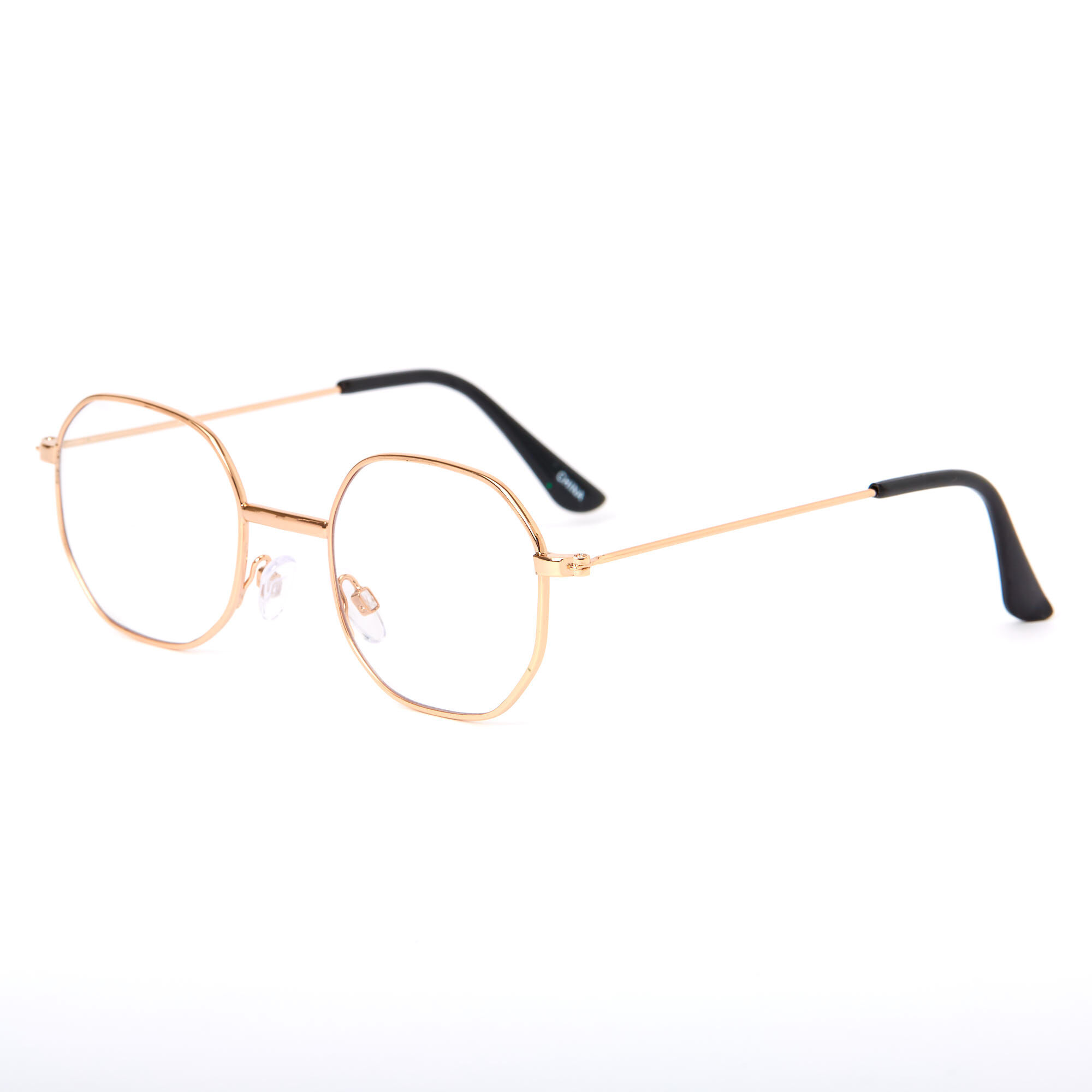 Gold Round Geometric Clear Lens Frames