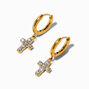 C LUXE by Claire&#39;s Gold-tone Titanium 8mm Cubic Zirconia Cross Hoop Earrings,