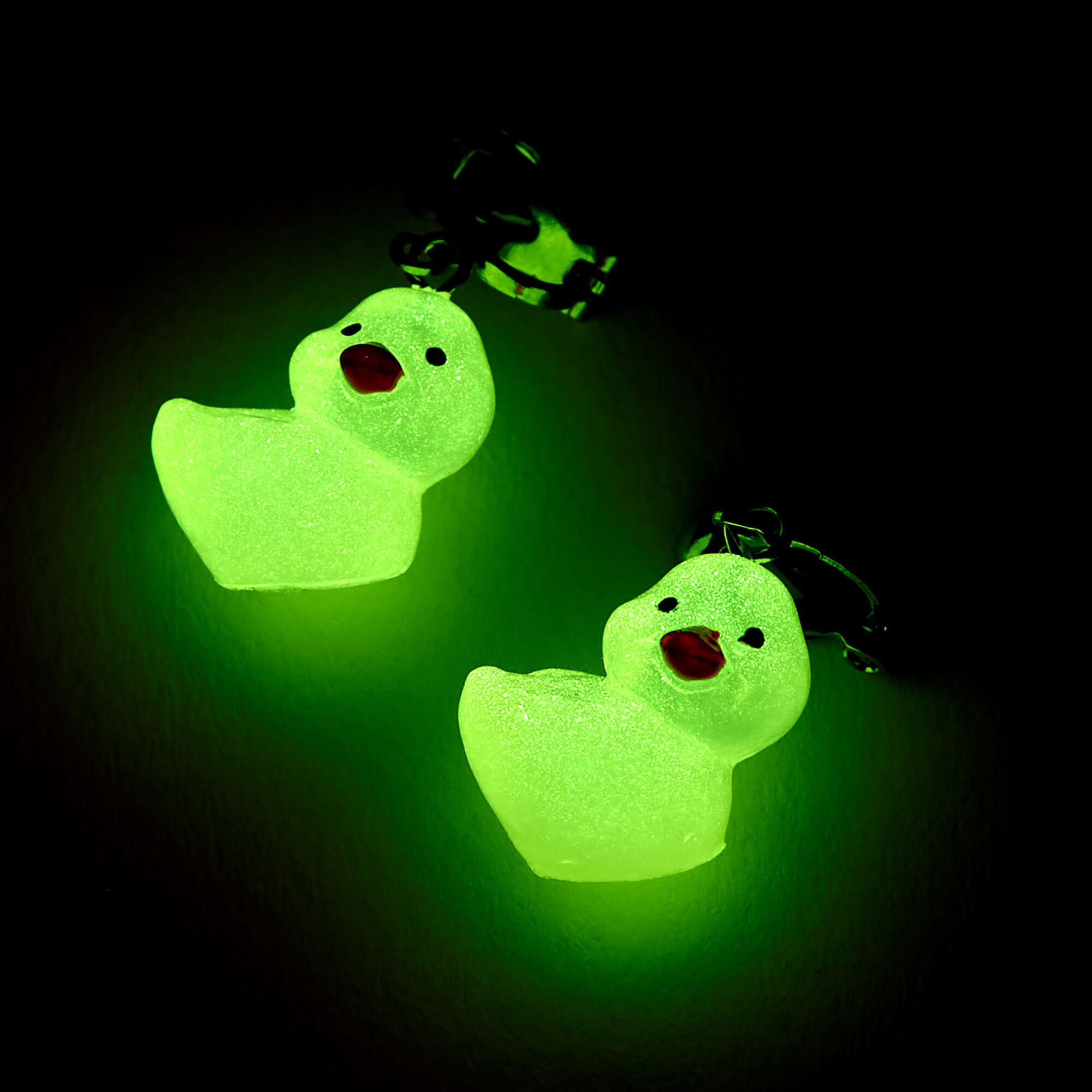 Pink Glow in the Dark Rubber Duck 0.5" Clip-On Drop Earrings,