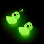 Pink Glow in the Dark Rubber Duck 0.5&quot; Clip-On Drop Earrings,