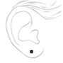 Black Cubic Zirconia Square Stud Earrings - Black, 8MM,