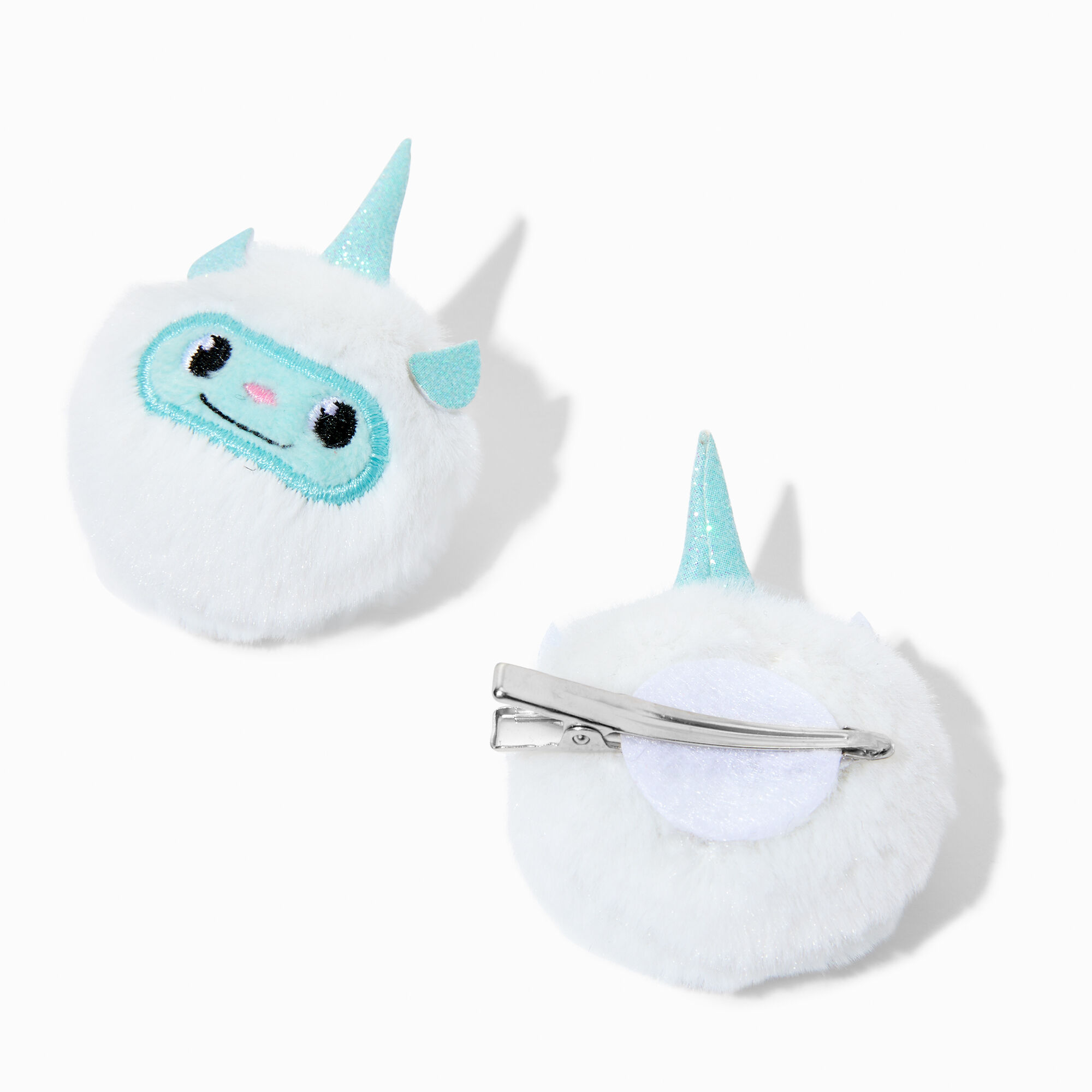 Claire's Club Pom Pom Yeti Hair Clips - 2 Pack,
