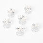 Pearl &amp; Crystal Floral Hair Spinners - 6 Pack,