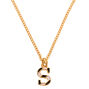 Gold Striped Initial Pendant Necklace - S,
