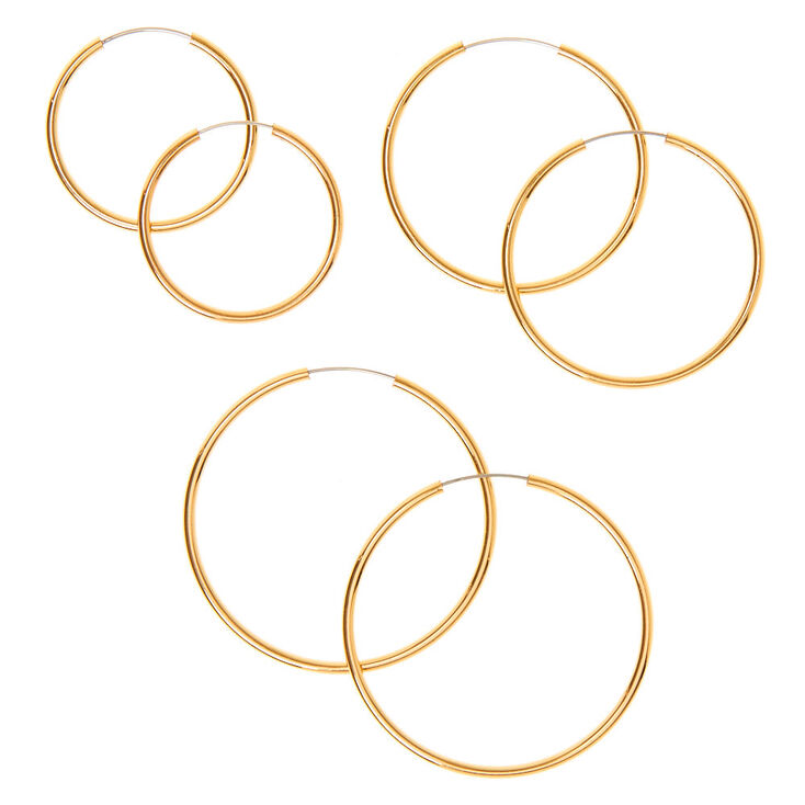Gold Graduated Hoop Earrings - 3 Pack,