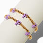 Best Friends Gold-tone Beaded Letter Charm Stretch Bracelets - 2 Pack,