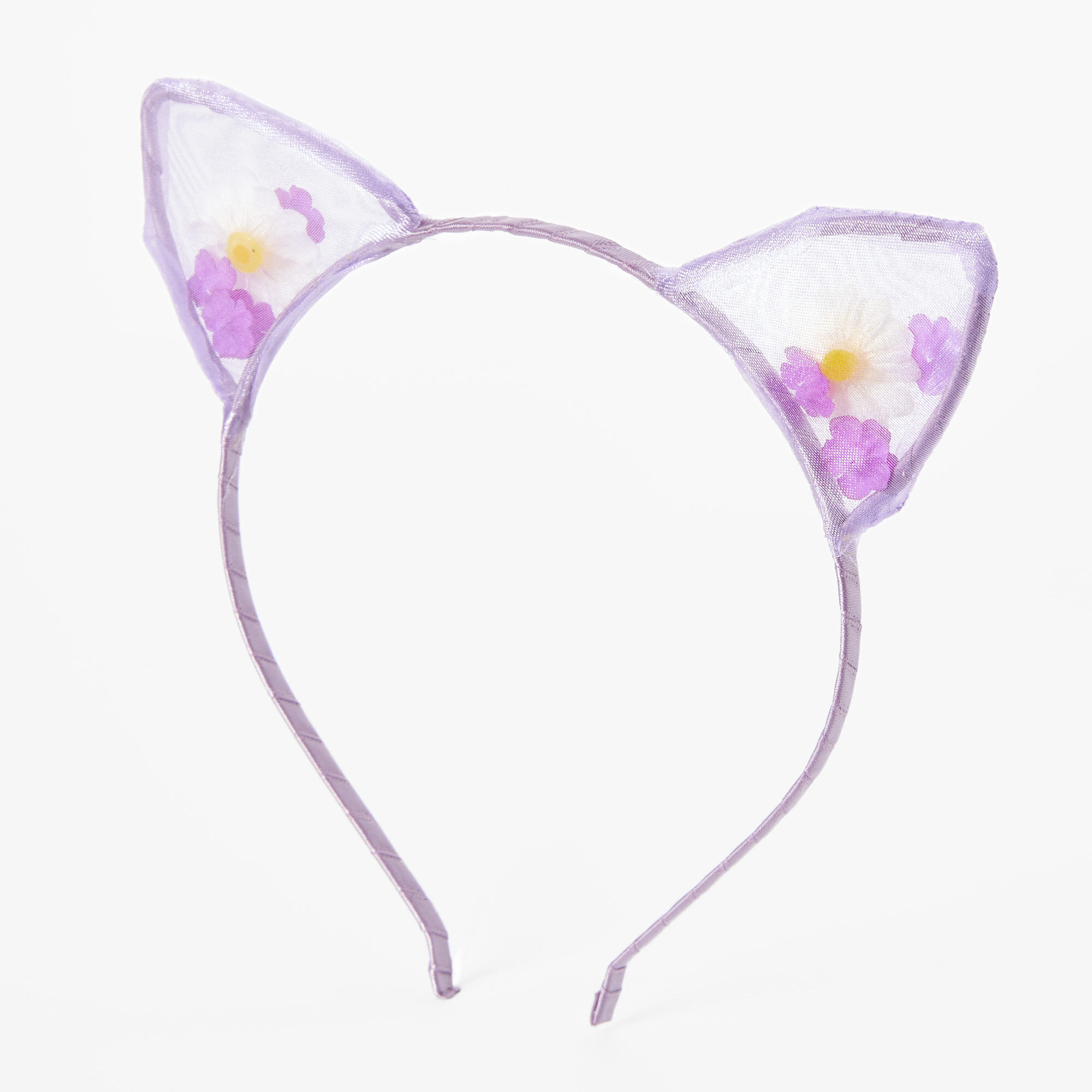 Purple Floral Cat Ears Headband,