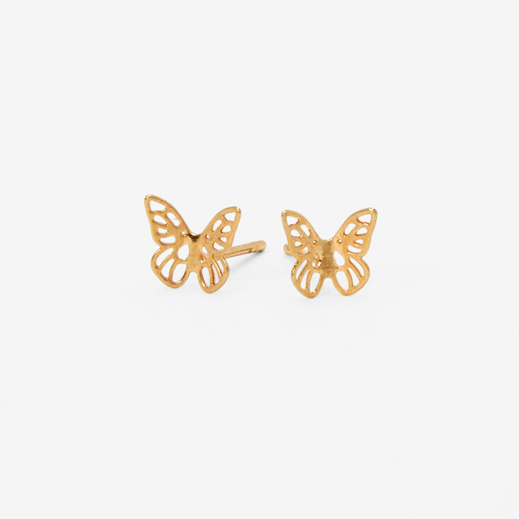 C LUXE by Claire&#39;s 18k Gold Plated Butterfly Stud Earrings,