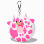 Porte-cl&eacute;s porte-monnaie en silicone sup&eacute;rette donut vache rose,
