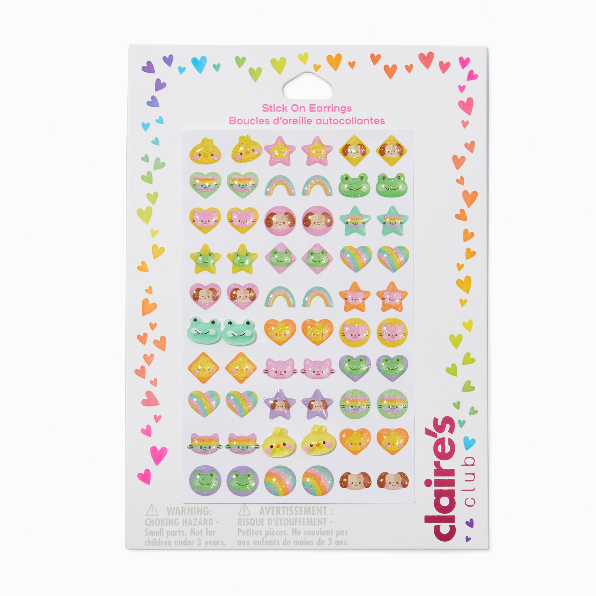 View Claires Club Pastel Glitter Critter Stick On Earrings 30 Pack information