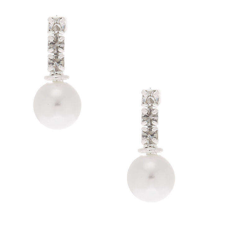 Pearl Rhinestone Stud Earrings,