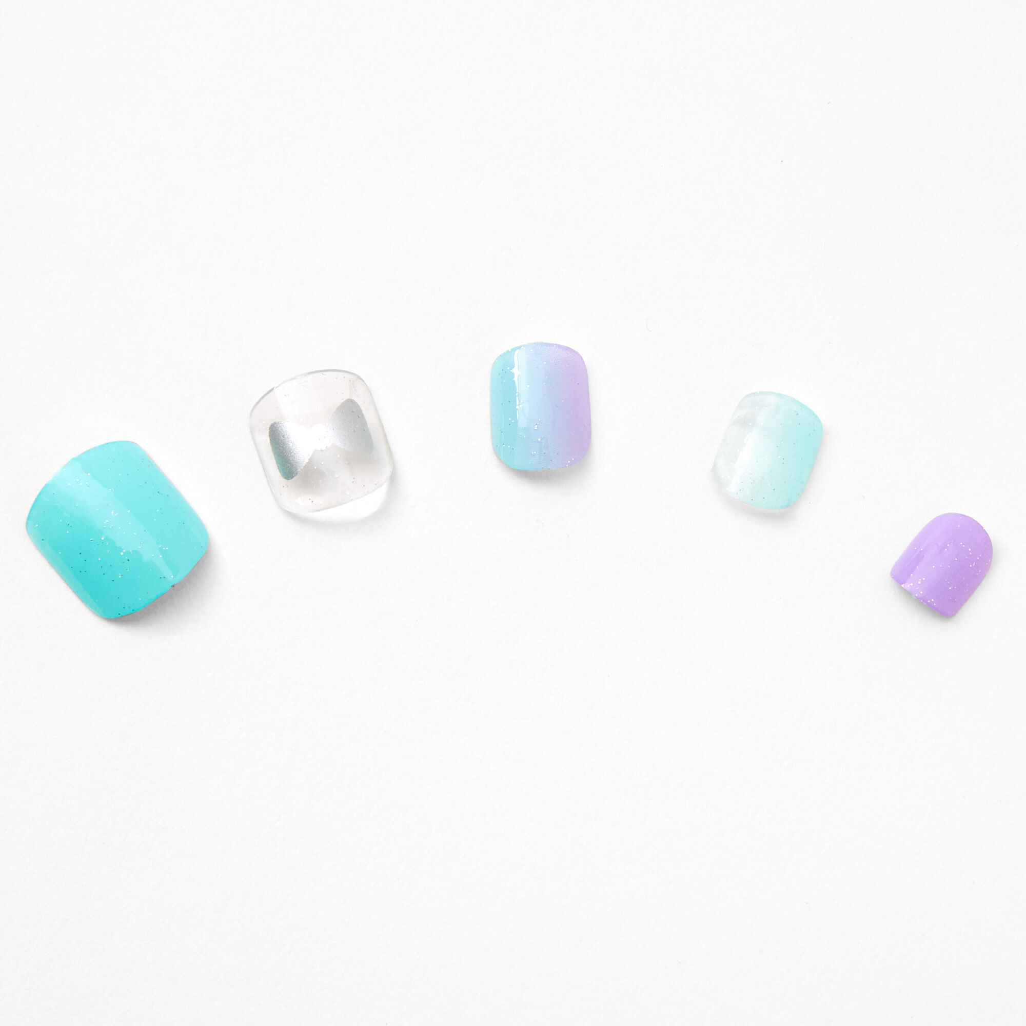 Mint Ombre Bow Square Vegan Faux Nail Set - 24 Pack,