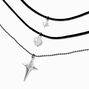Silver-tone Cross &amp; Pearl Black Cord Multi-Strand Necklace ,