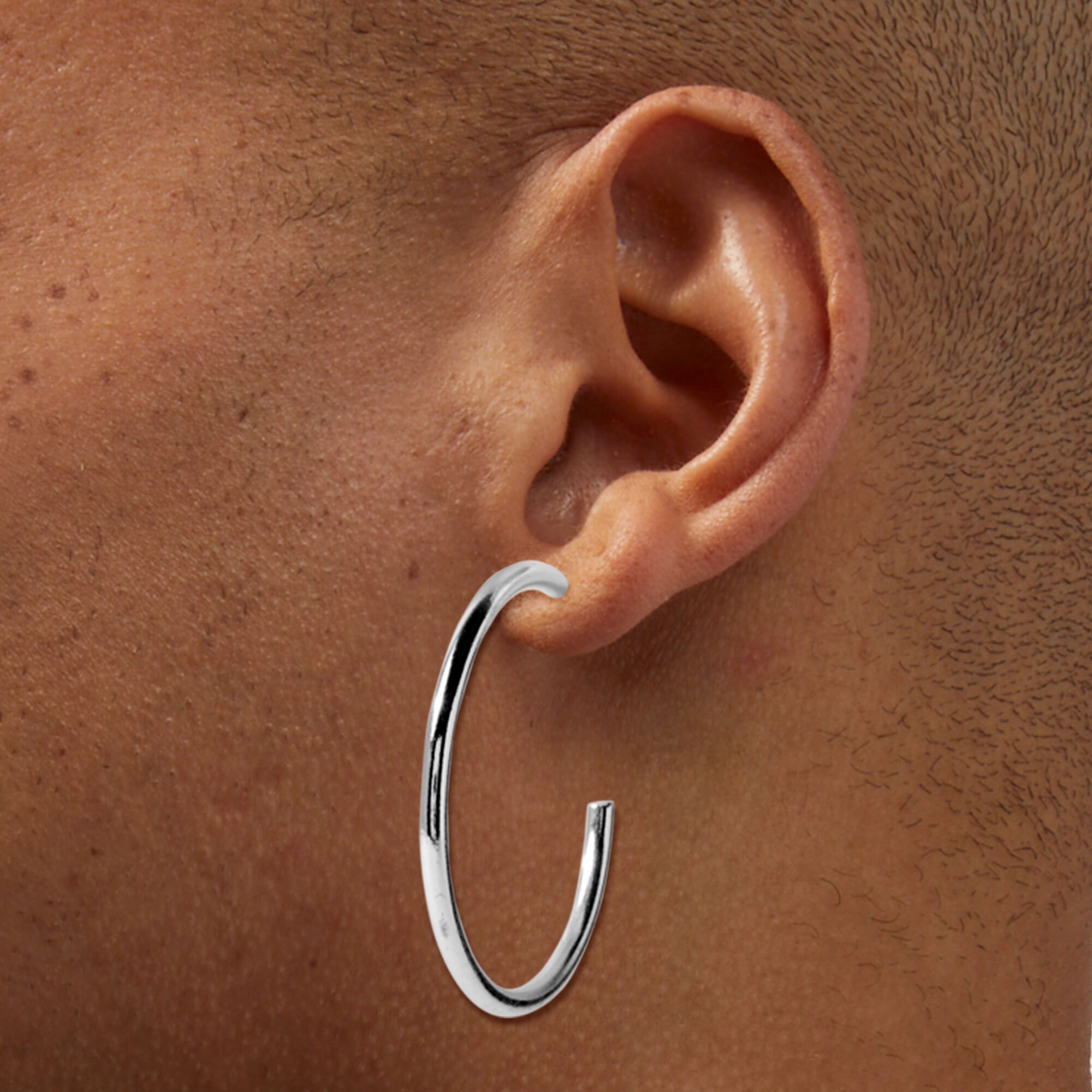 Silver-tone 40mm Tubular Hoop Earrings,