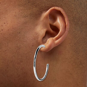 Silver-tone 40MM Tubular Hoop Earrings,