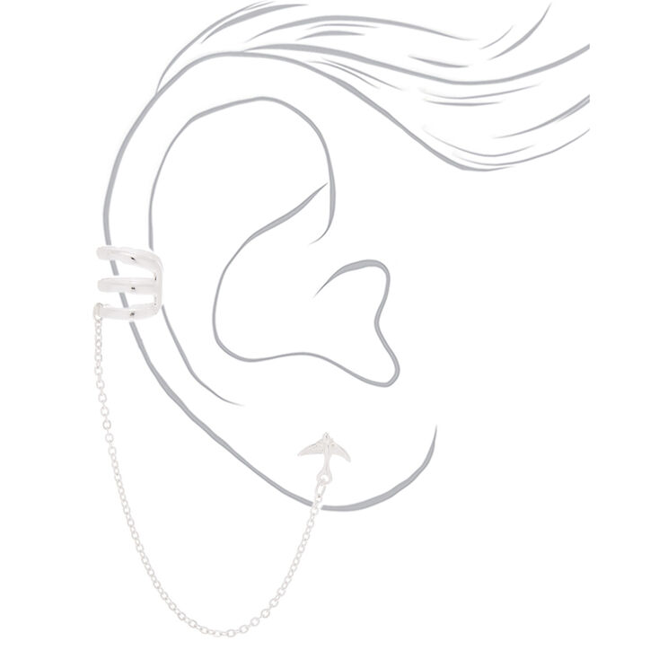 Silver Bird Connector Earrings,
