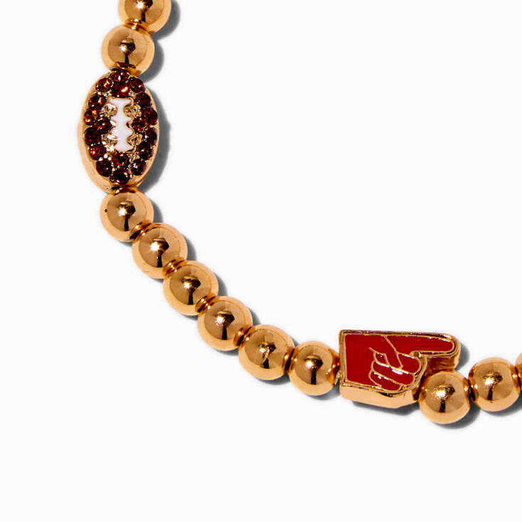 Gold-tone Football Beaded Stretch Bracelet,