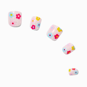 Multicolored Daisy Square Press On Faux Nail Set - 24 Pack,
