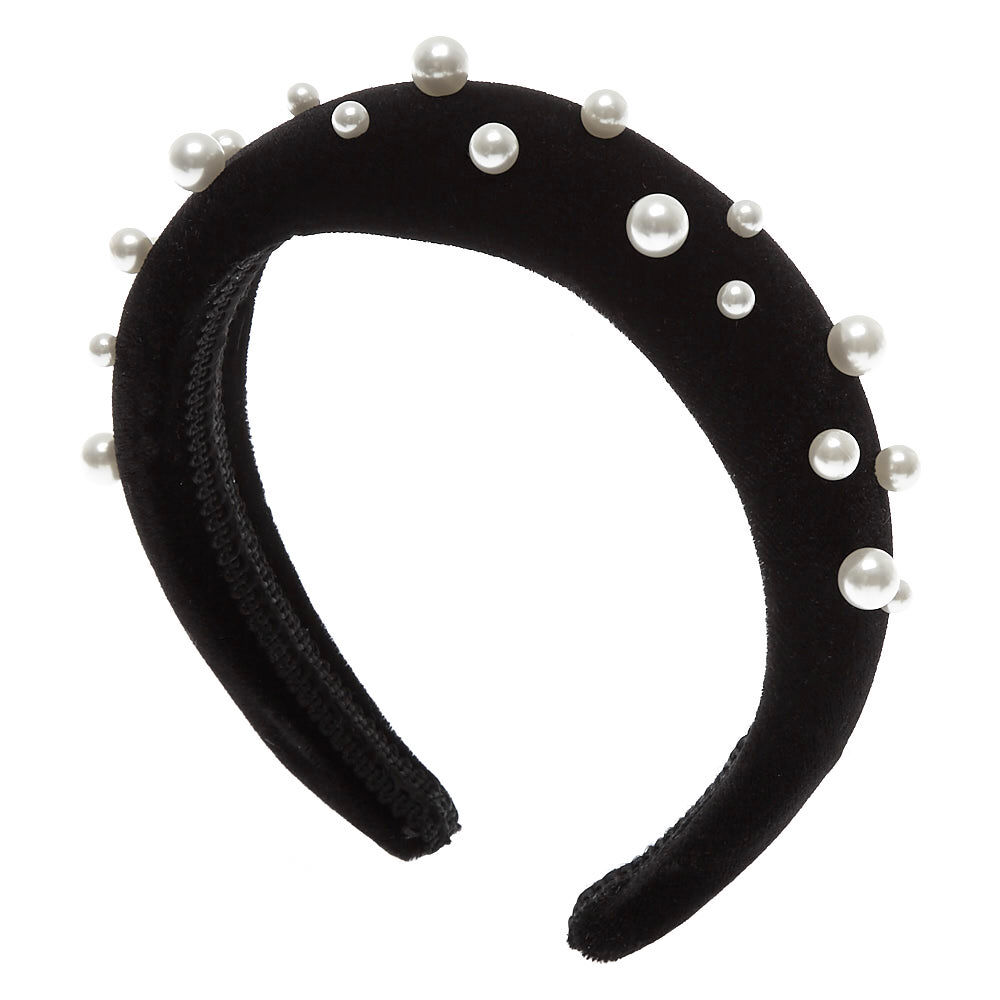 Black headband with pearls deals