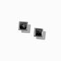 C LUXE by Claire&#39;s Silver-tone Titanium Black Cubic Zirconia 6MM Bezel Square Stud Earrings,