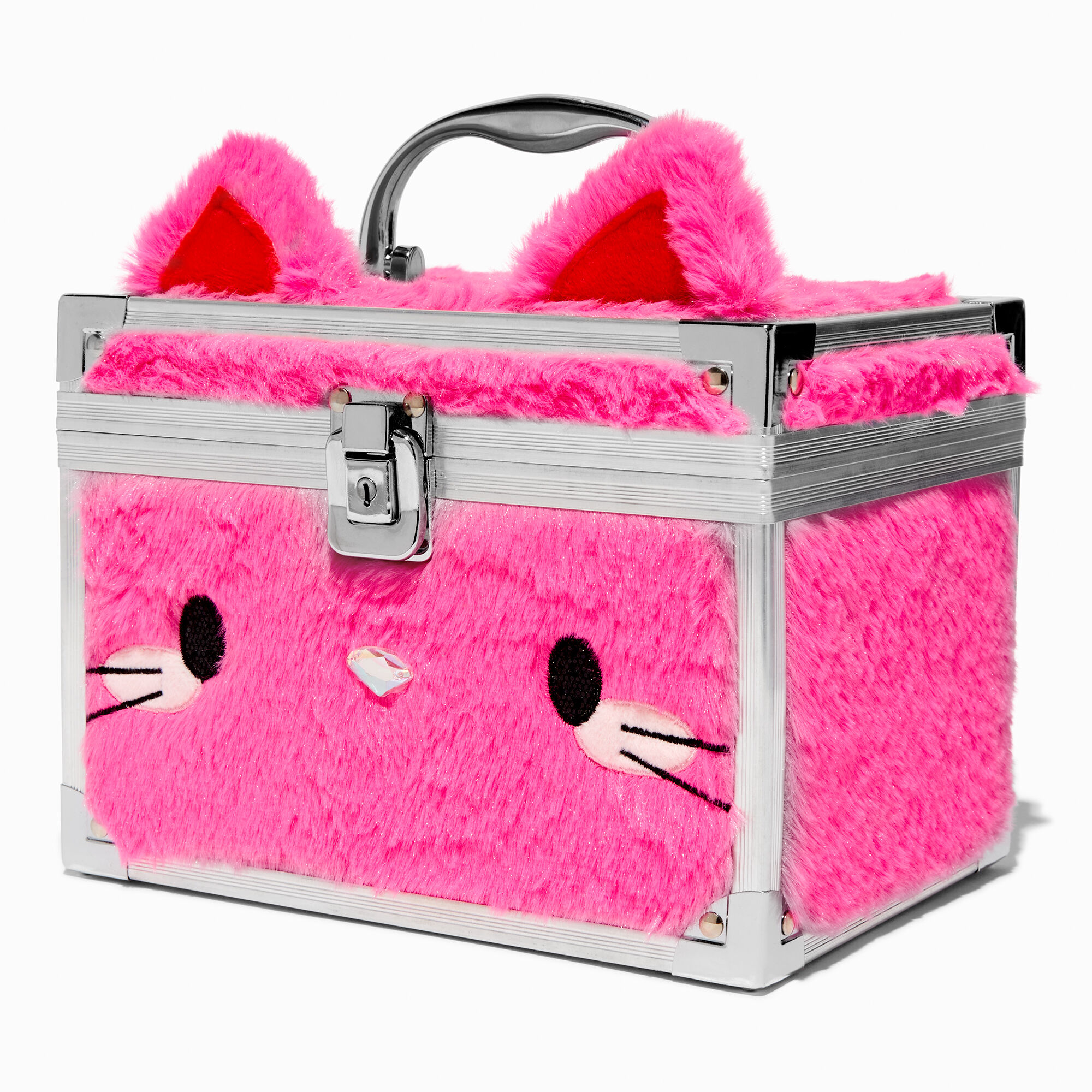 View Claires Cat Plush Lock Box Pink information