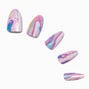 Purple Galaxy Long Almond Vegan Faux Nail Set - 24 Pack,