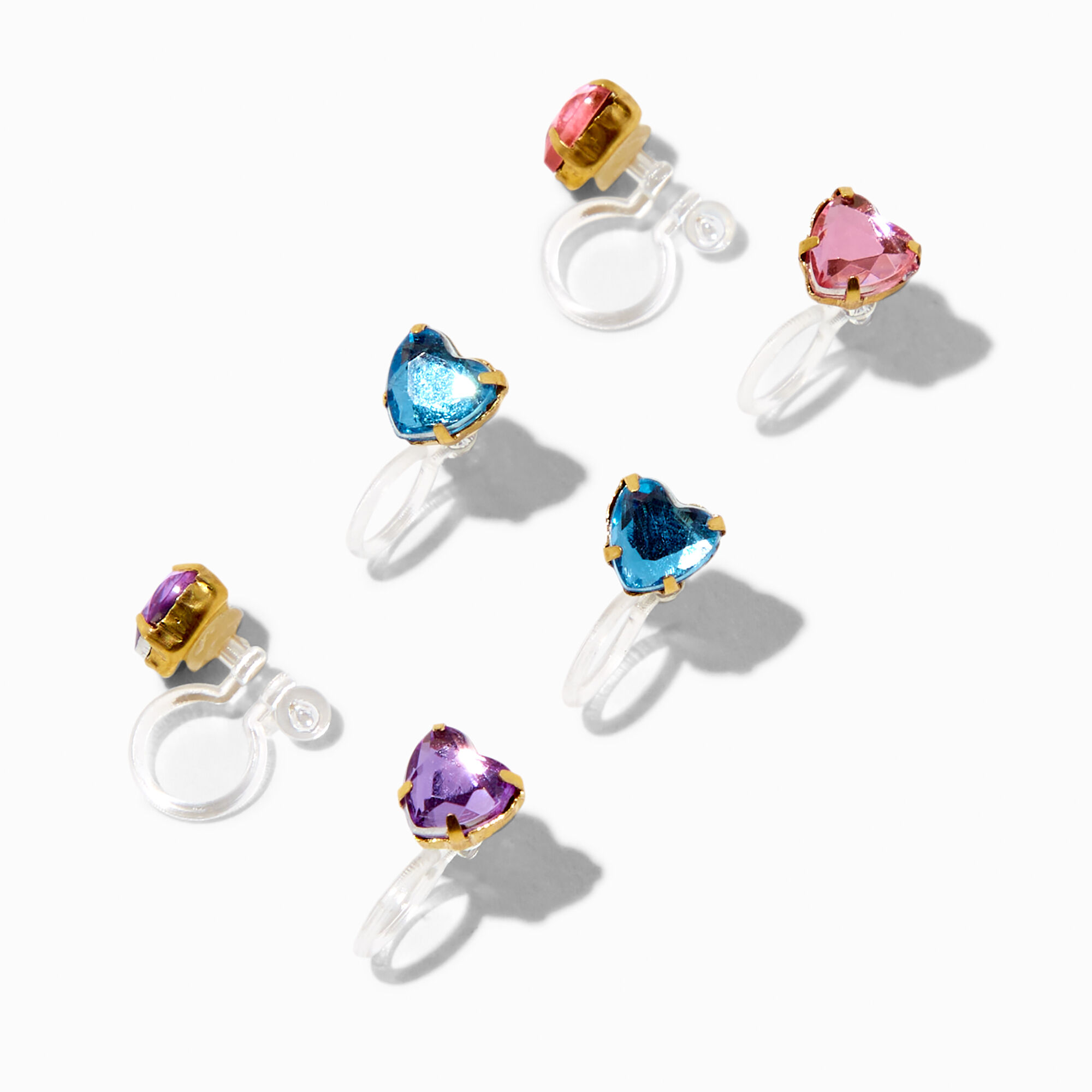 View Claires Club Jewel Hearts Clip On Earrings 3 Pack information