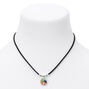 Silver Tie Dye Peace Sign Cord Pendant Necklace - Black,