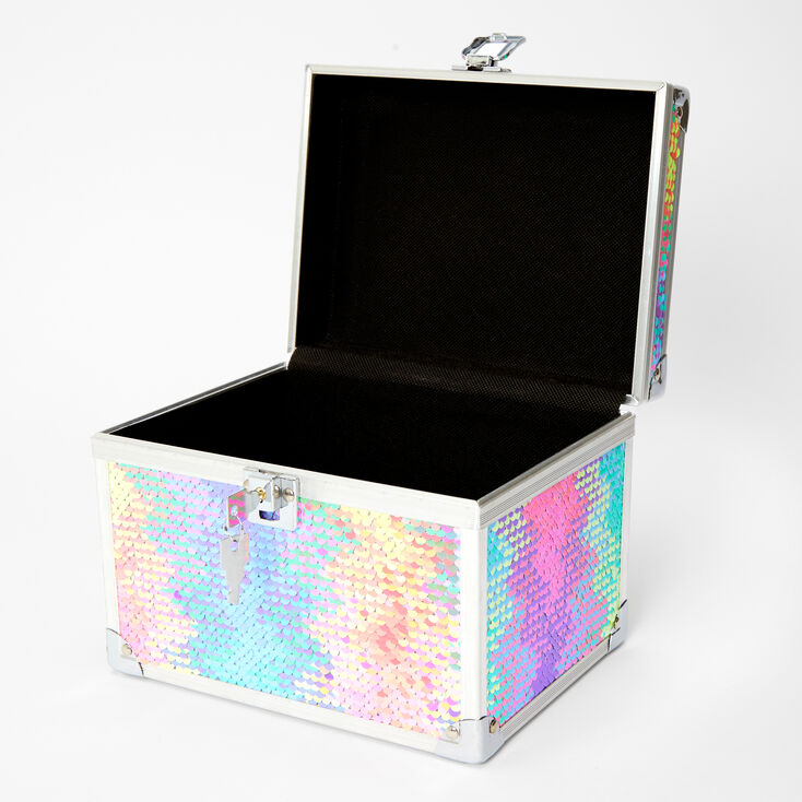 Reversible Sequin Rainbow Zig Zag Lock Box,
