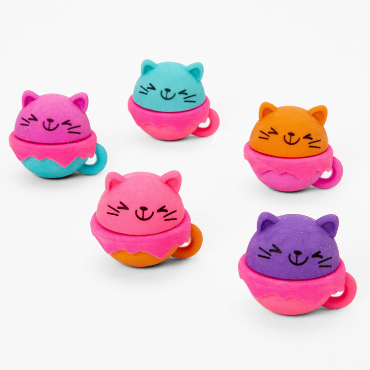 Cats in Teacups Eraser Set - 5 Pack,