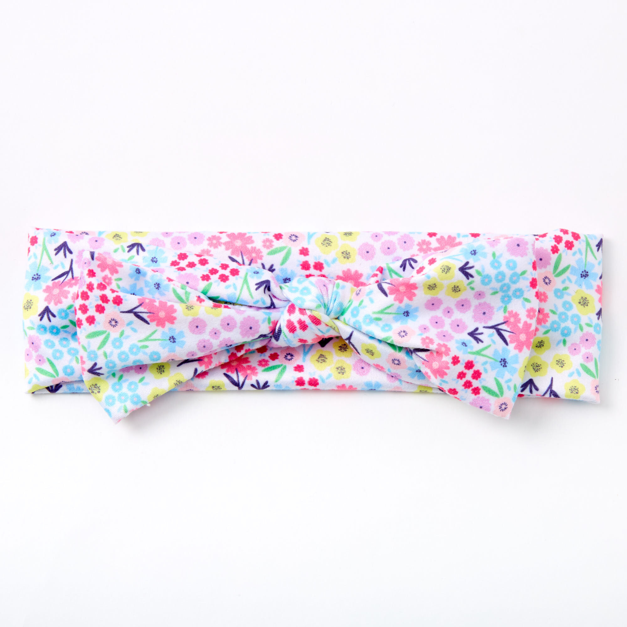 Claire's Club Floral Knotted Bow Headwrap - White,
