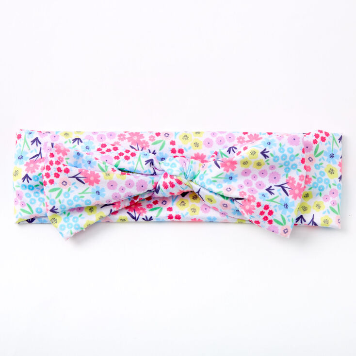 Claire&#39;s Club Floral Knotted Bow Headwrap - White,