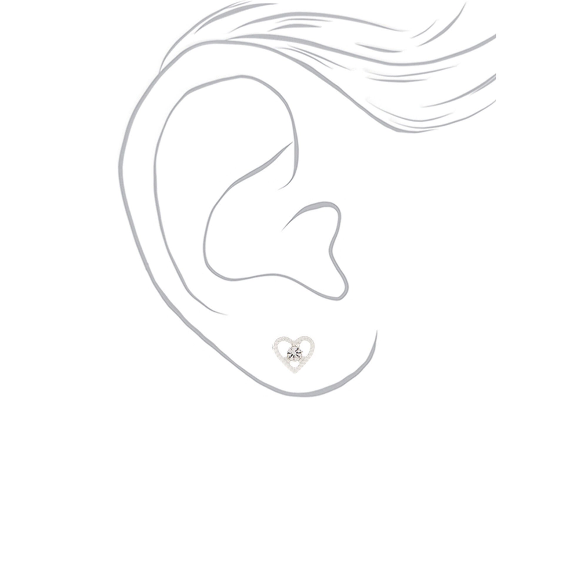 Silver-tone Embellished Spring Mix Stud Earrings - 9 Pack,